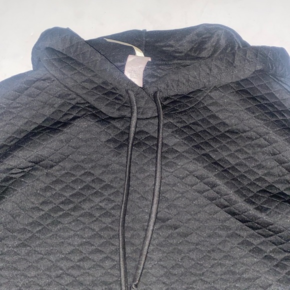 K Too Black Quilted Soft Long Sleeve Hoodie Fitted Bodycon Dress Size Small - Picture 3 of 7